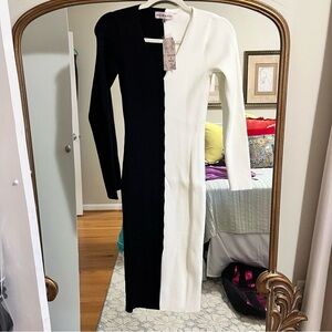 SHEIN Two-Tone Long Sleeve Dress